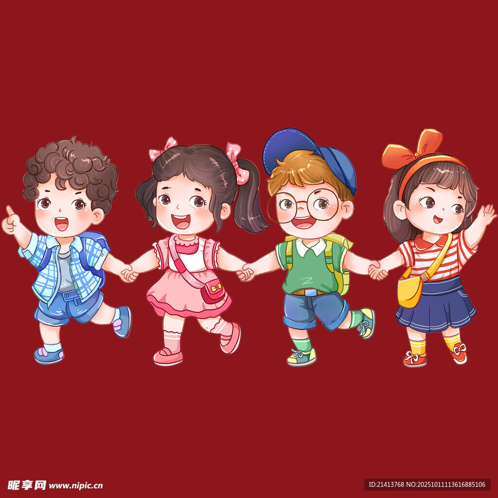 欢乐儿童手牵手共舞