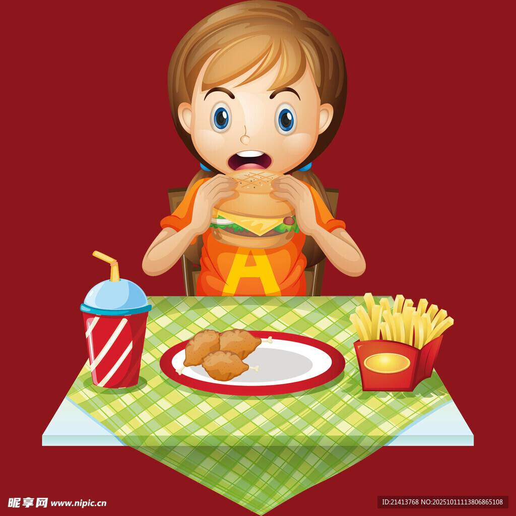 小孩开心享用美味快餐