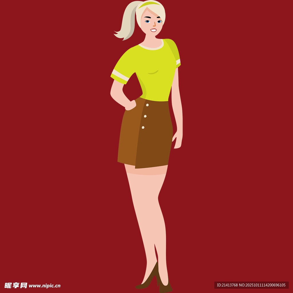 时尚黄衣短裙女性形象