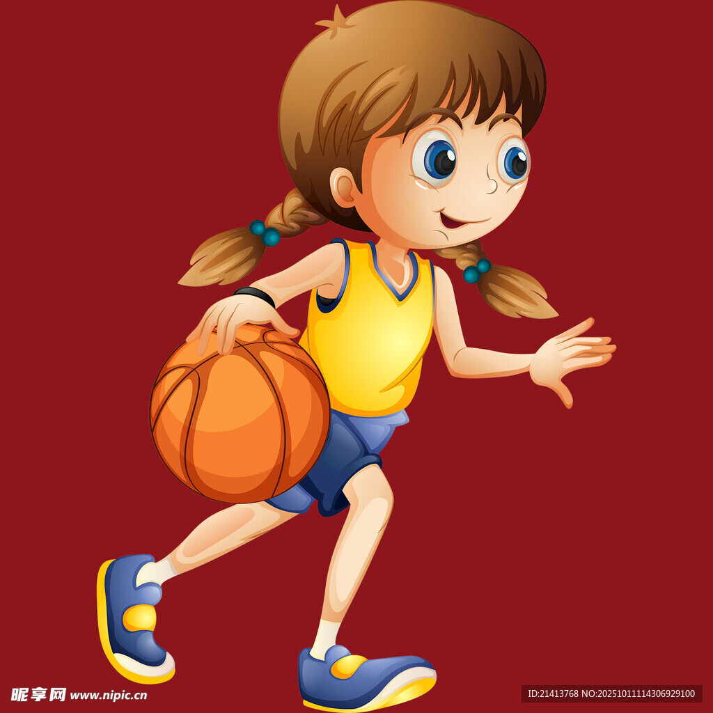 小女孩运球奔跑瞬间