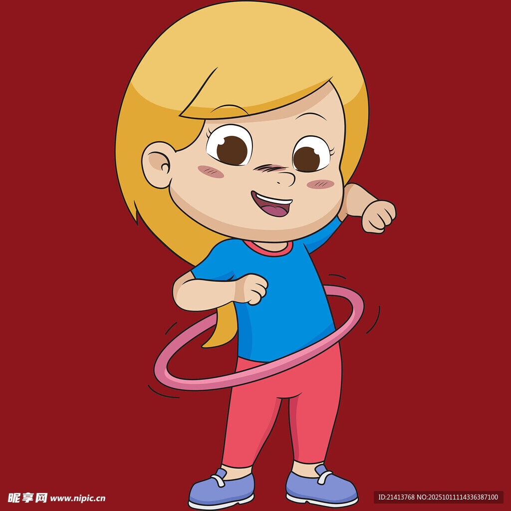 小女孩开心转呼啦圈