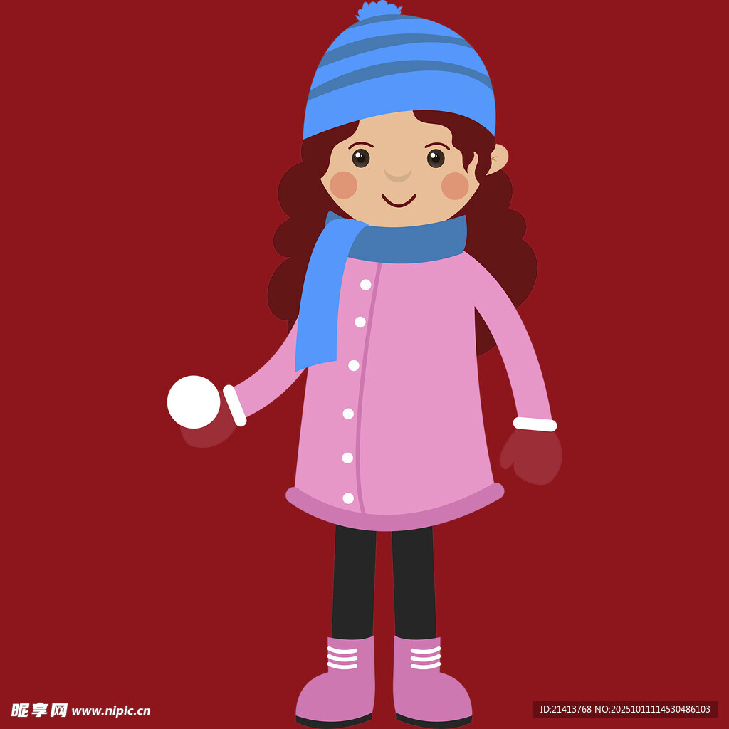 冬日可爱女孩手持雪球
