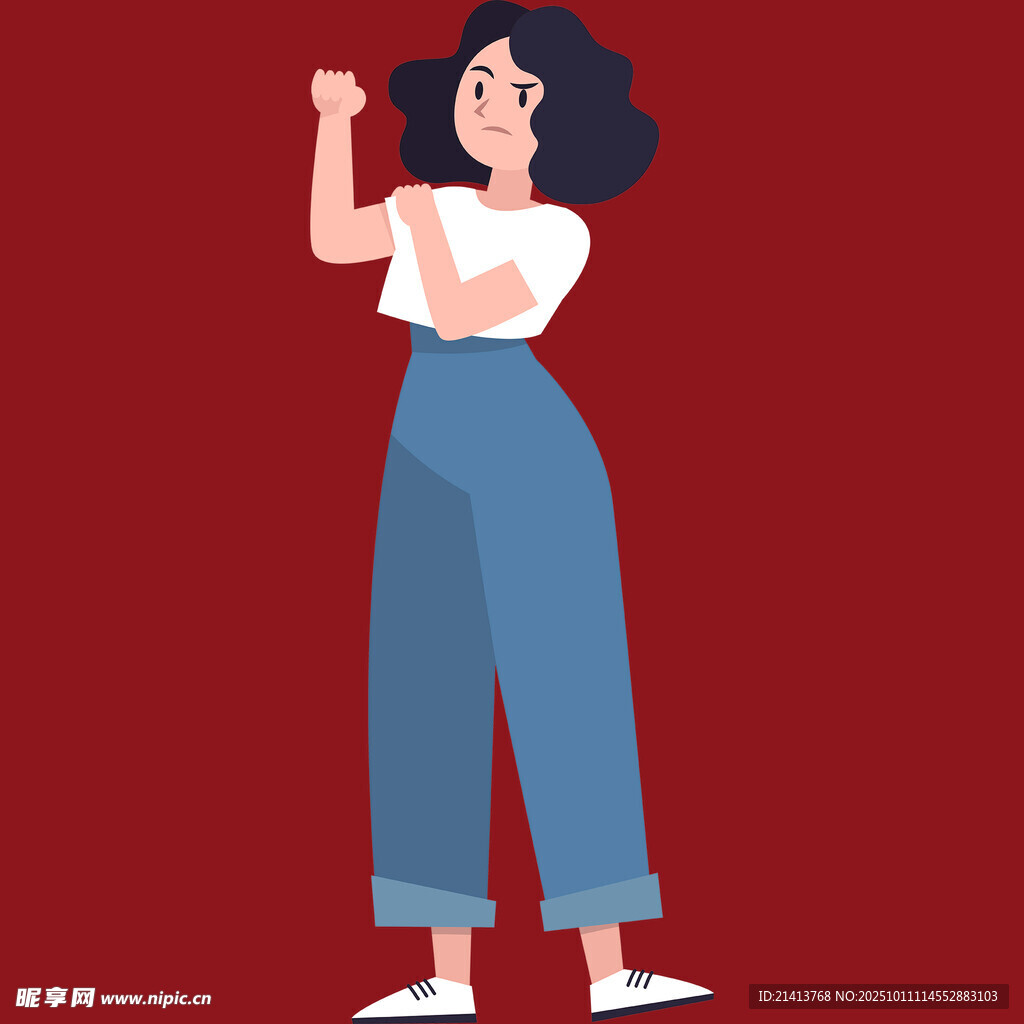 自信女性展现力量姿态