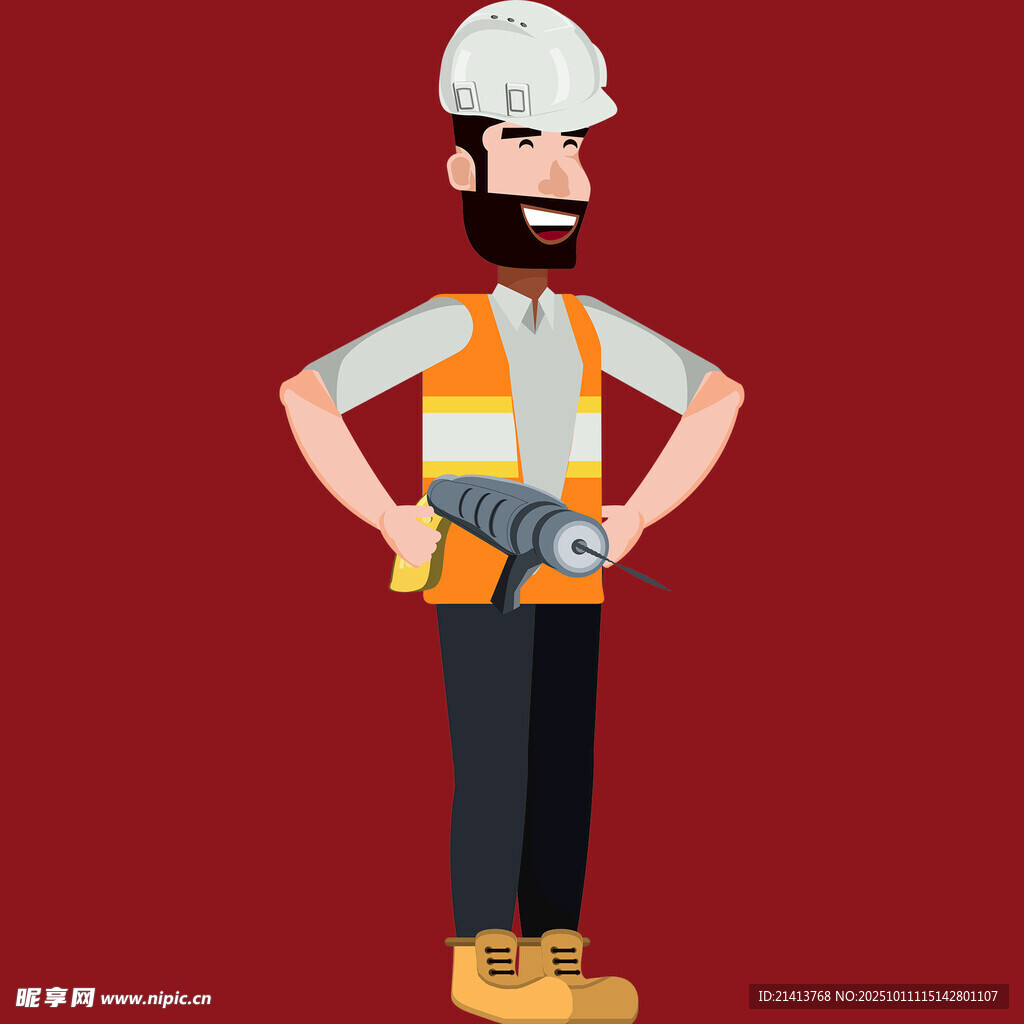 建筑工人形象工具在手
