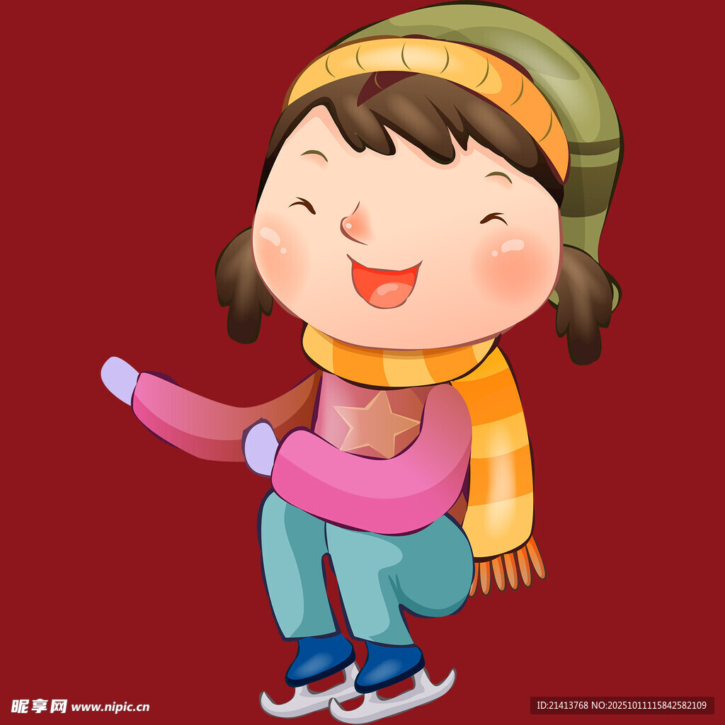 快乐滑冰的可爱小女孩