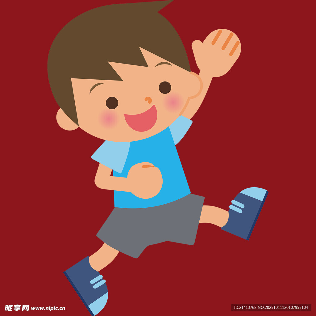 跳跃欢呼的小男孩