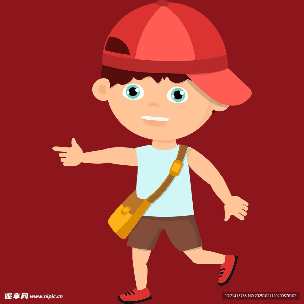 戴红帽小男孩开心指路