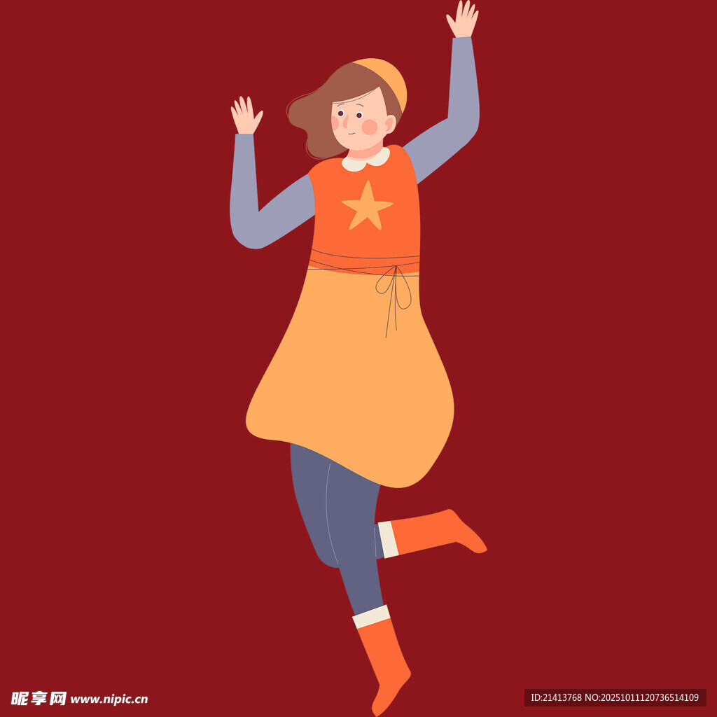 跳跃的活力女孩