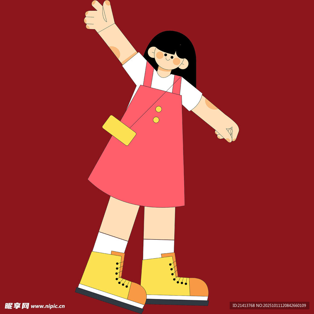穿粉裙的活力女孩