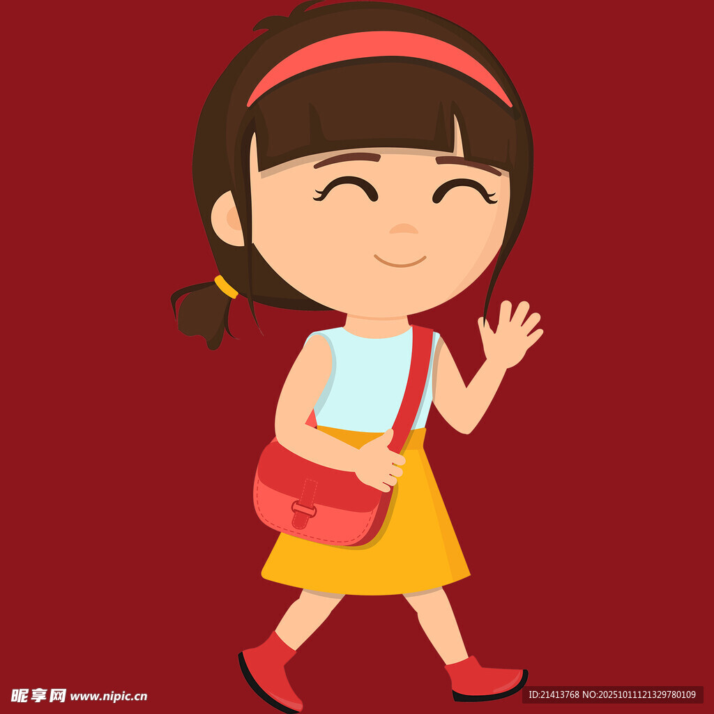 可爱女孩开心挥手