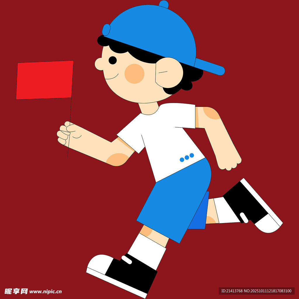 奔跑的戴帽小男孩