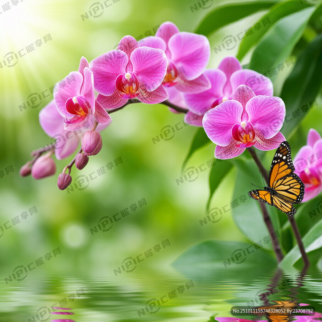 兰花 有花  有蝴蝶