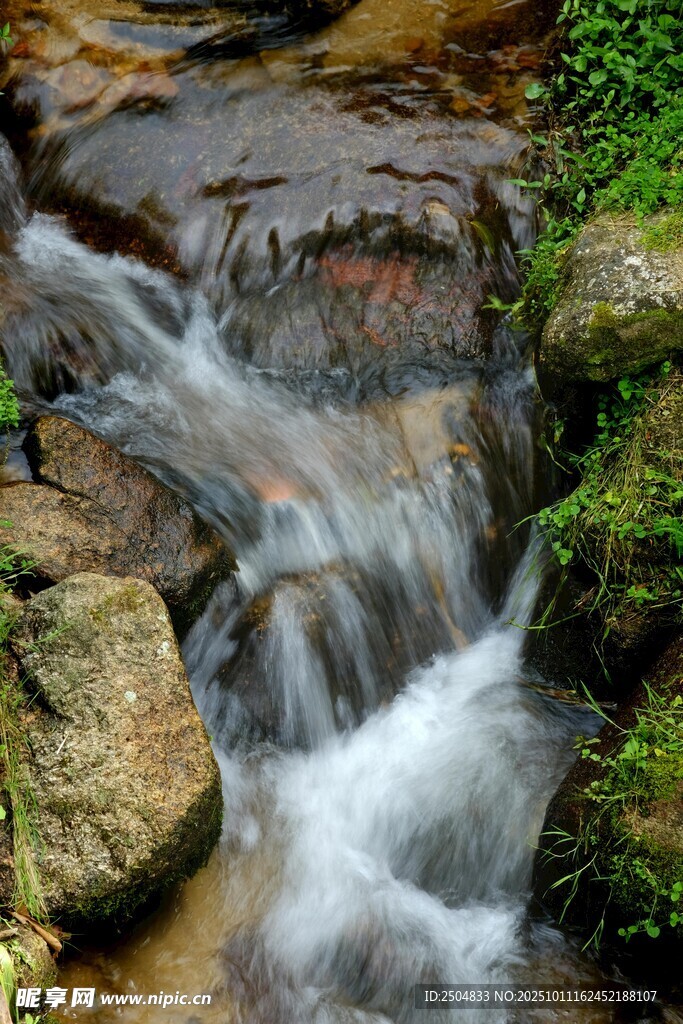 山间溪流潺潺流淌