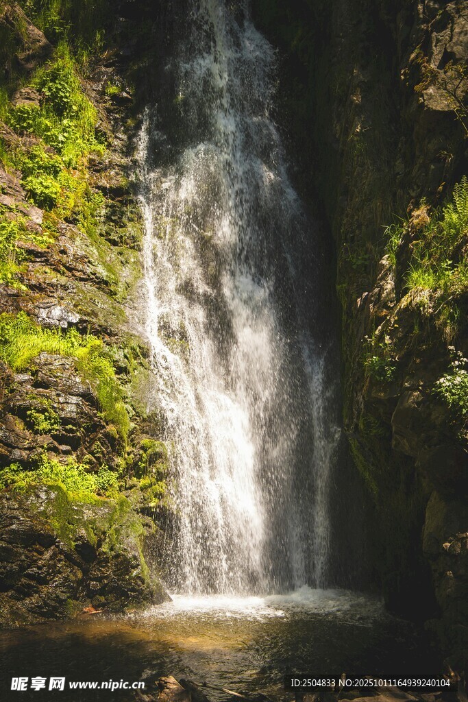 山间瀑布 绿意环绕之景