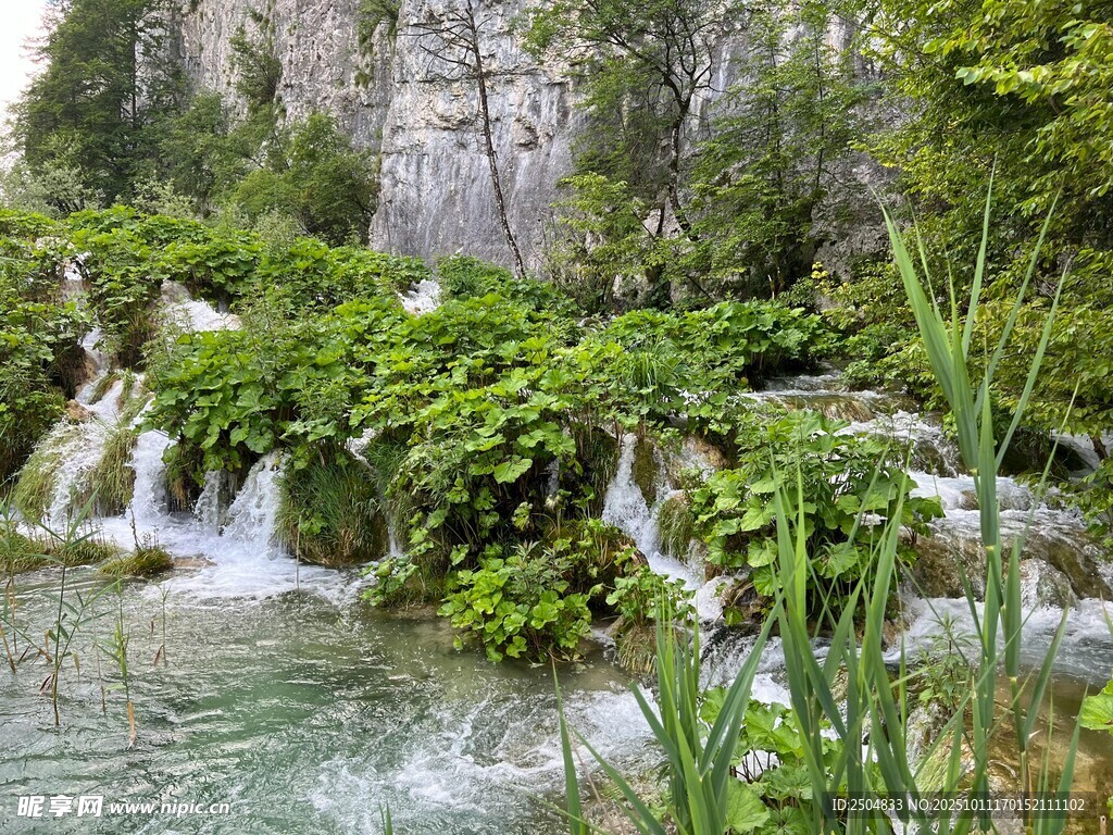 山间溪流瀑布绿植景观