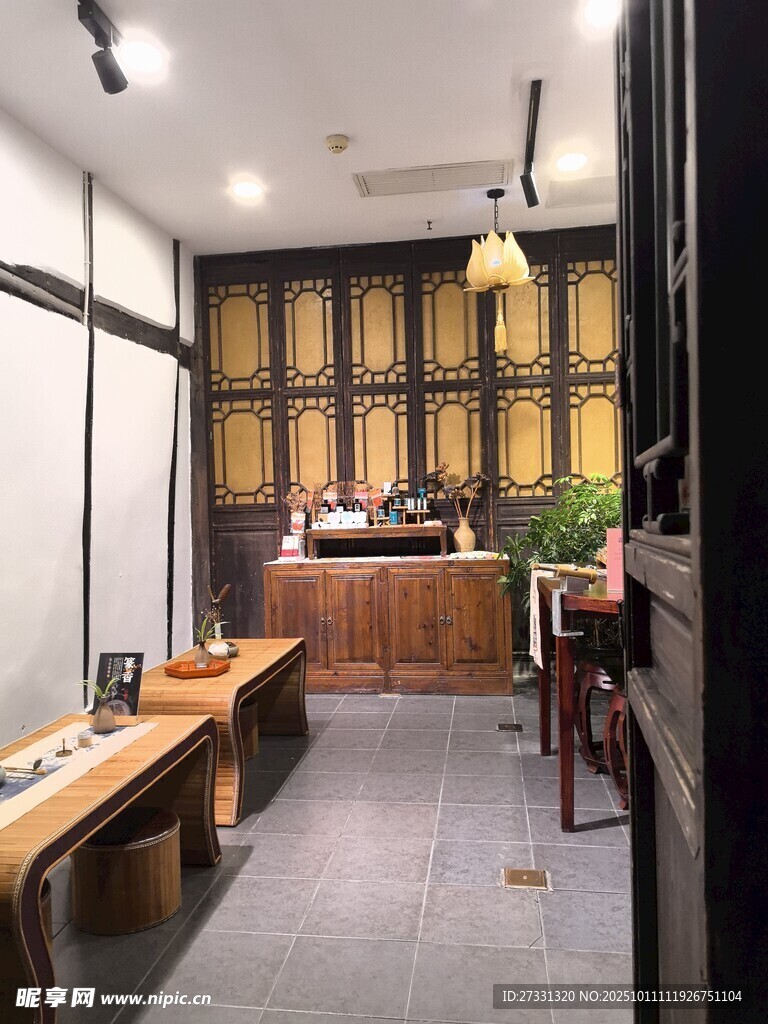 中式雅致茶室室内场景