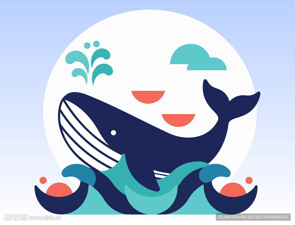 鲸鱼与波浪插图