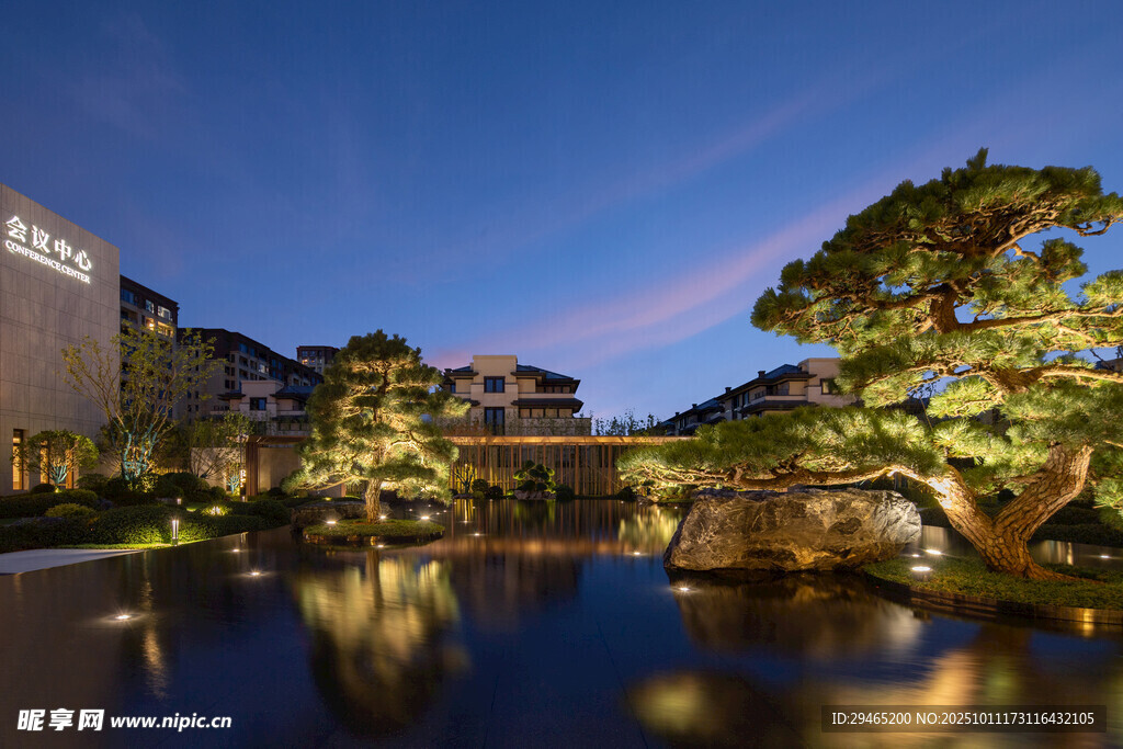 日式庭院夜景静谧如画
