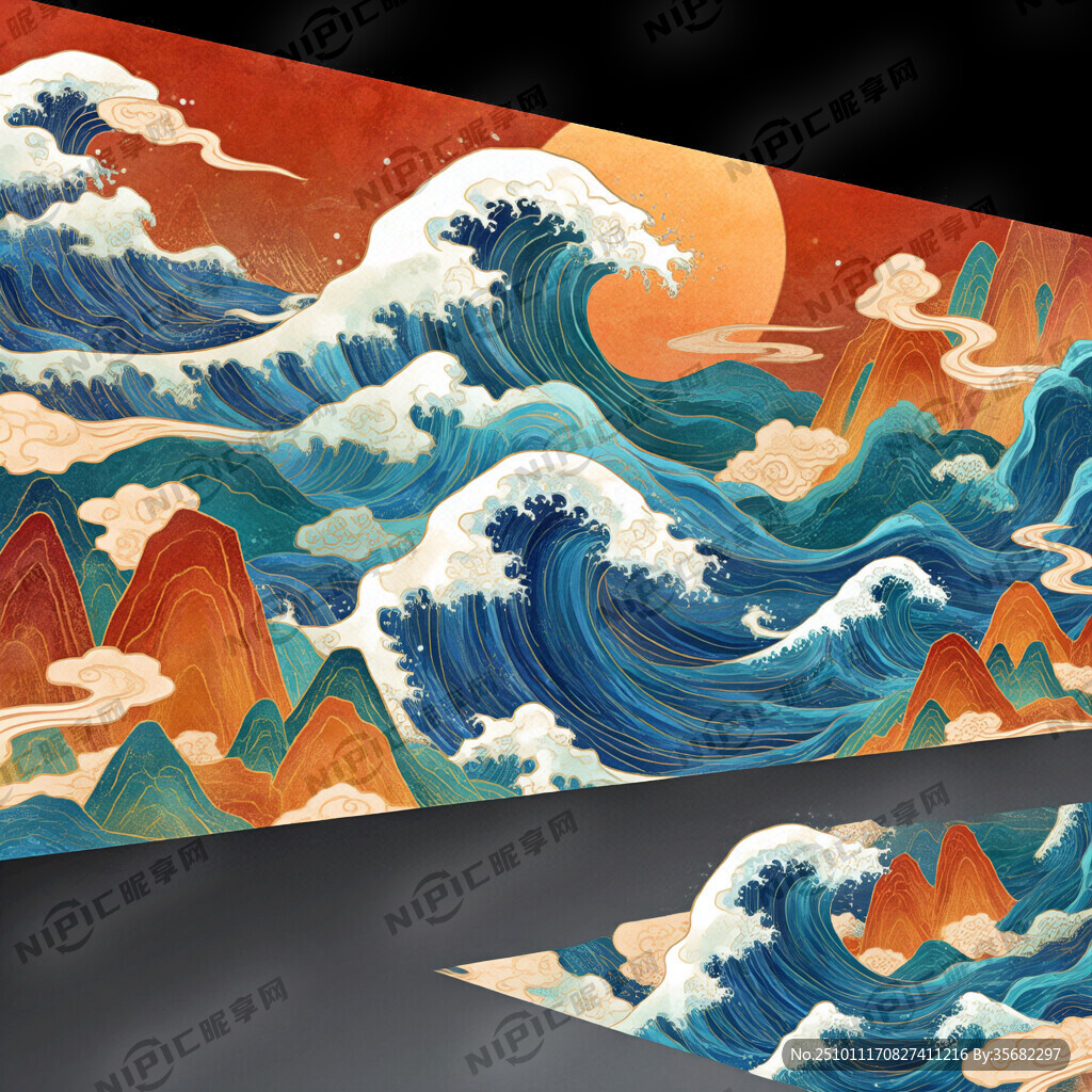 古风国潮海浪