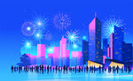 城市夜景插图