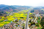 山间高架桥与田园美景