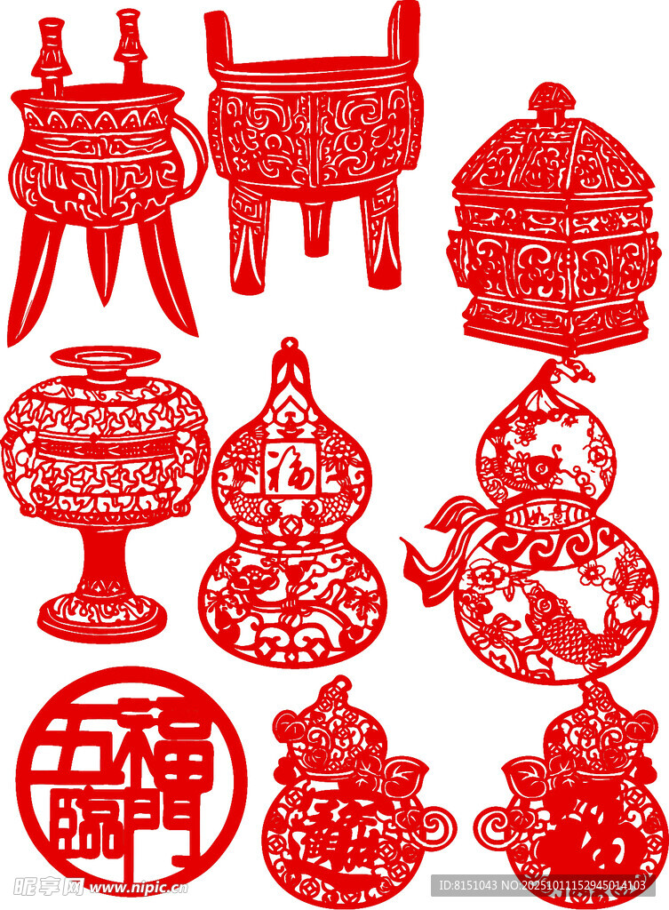 传统中式剪纸工艺品展示