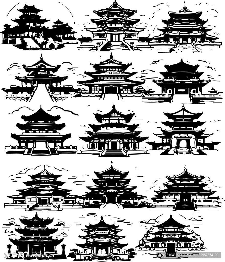 中式古建筑图案集合