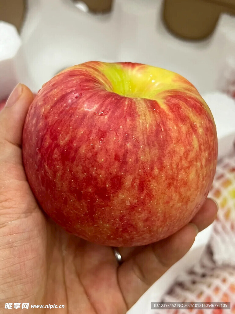 手捧鲜艳红苹果