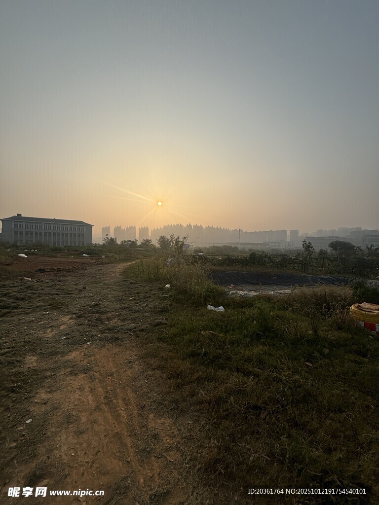 黄昏下的田野景象