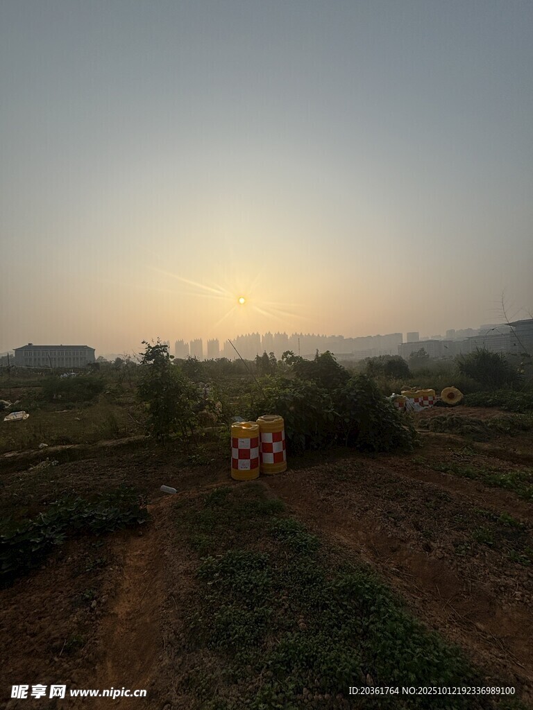 黄昏下的田野景象