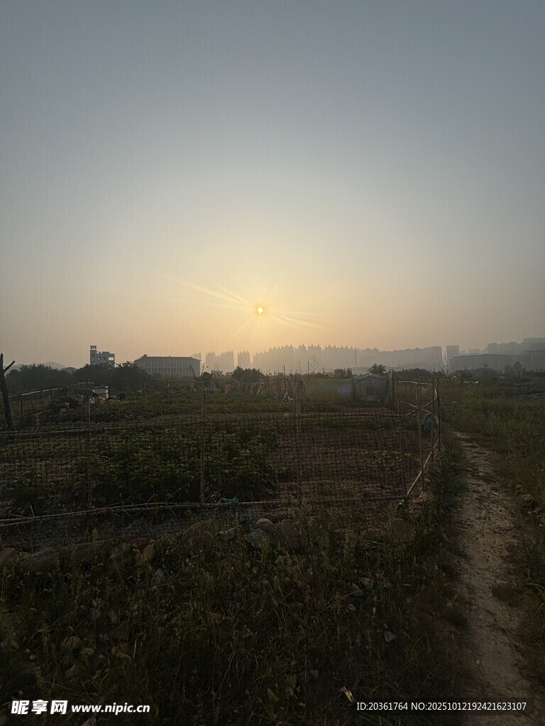 黄昏下的田野小路