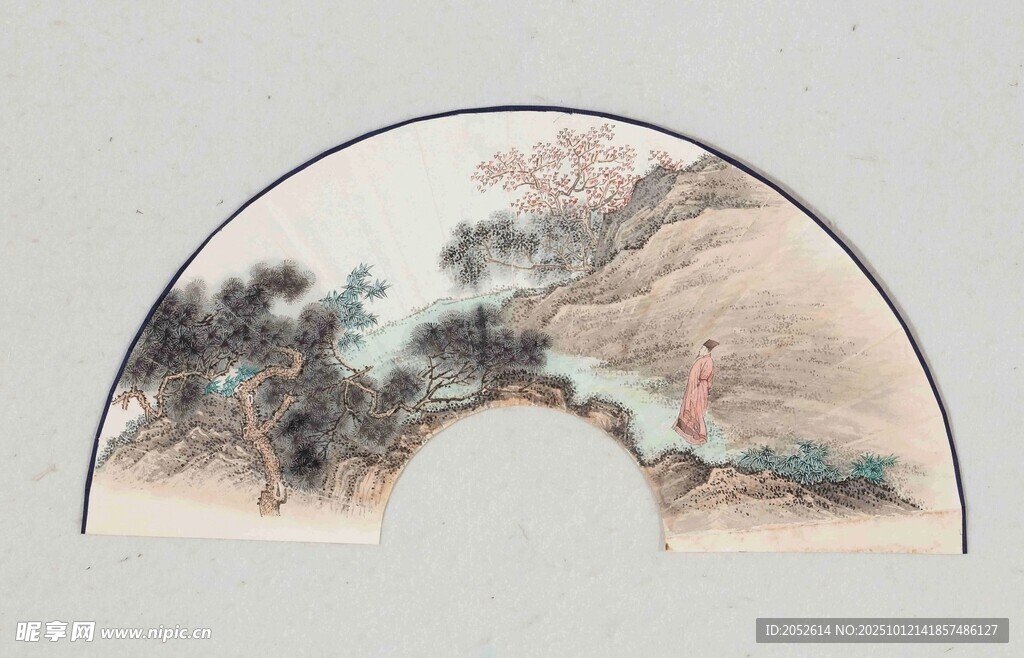 中式山水扇面画