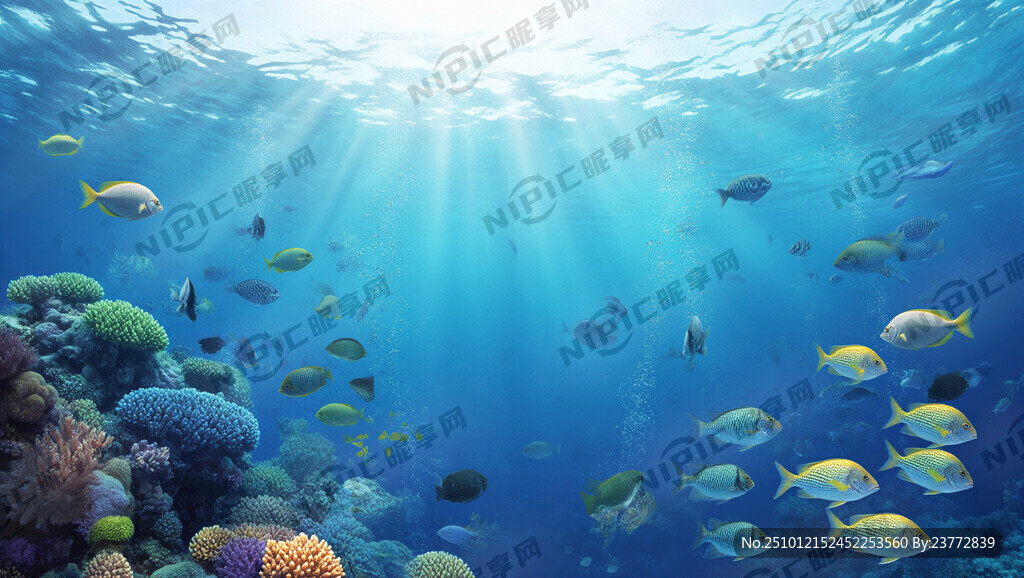 蓝色海洋梦幻背景 超高清