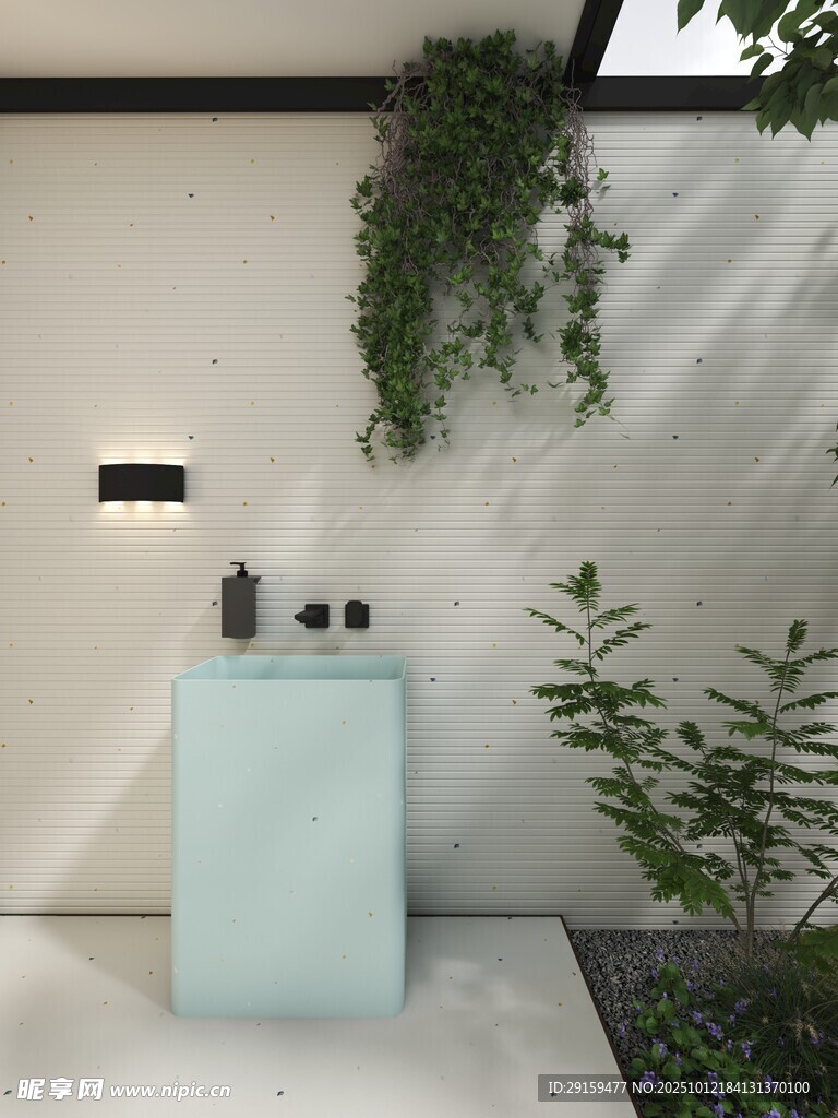 简约浴室绿植装饰一角