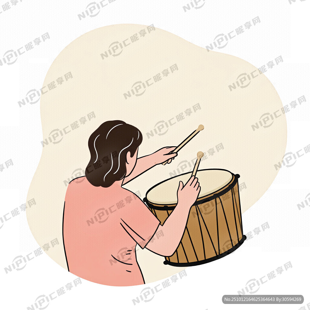 人    优美背   手鼓