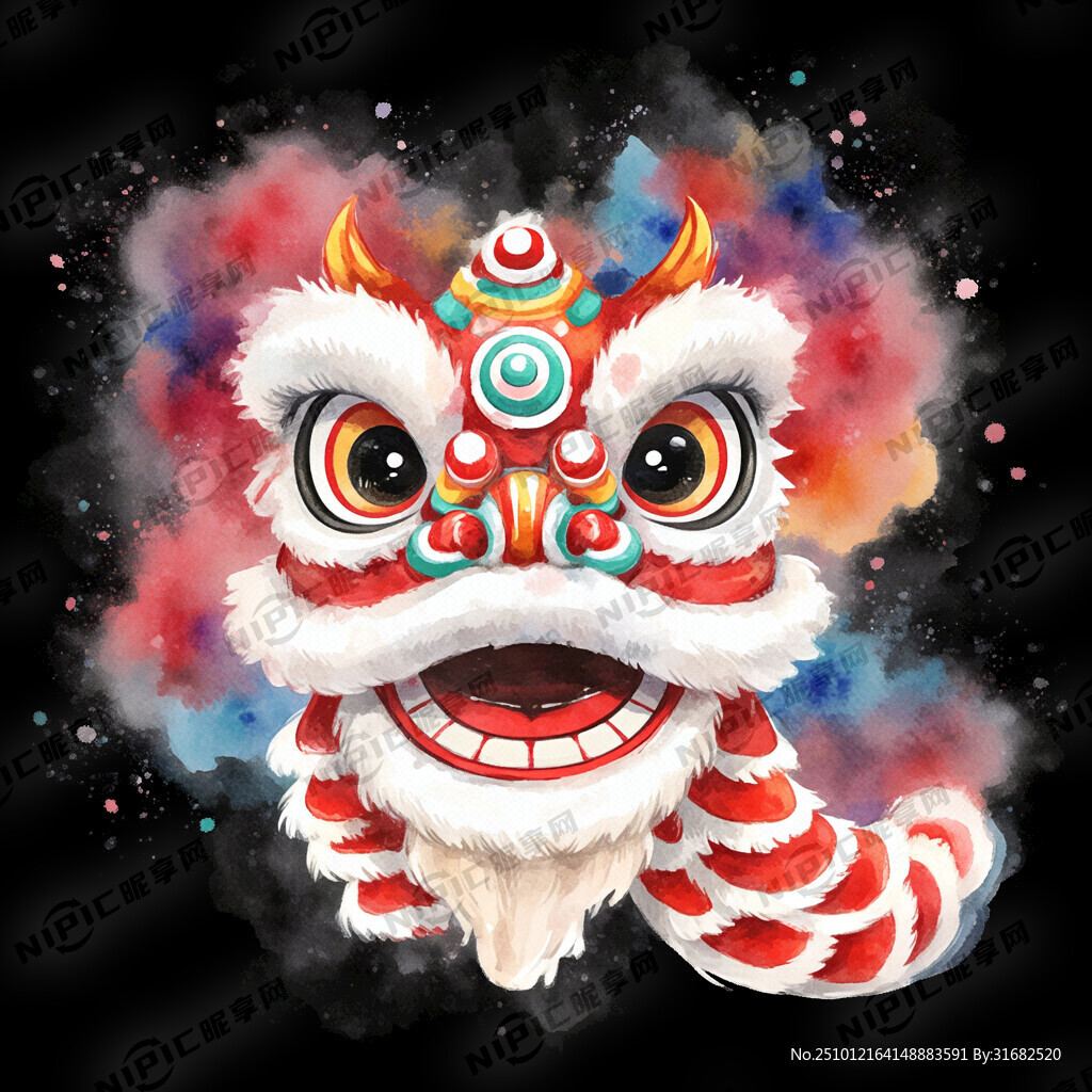 舞狮 狮头 炫彩 喷墨 中国风