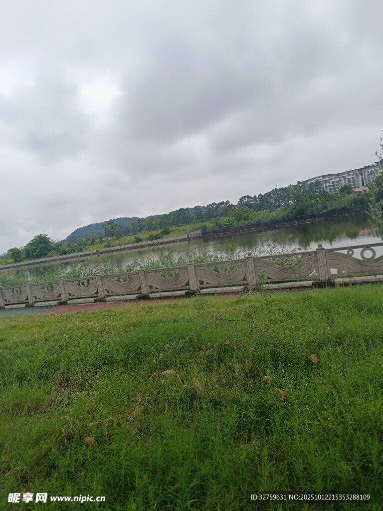 绿野河畔的静谧风光