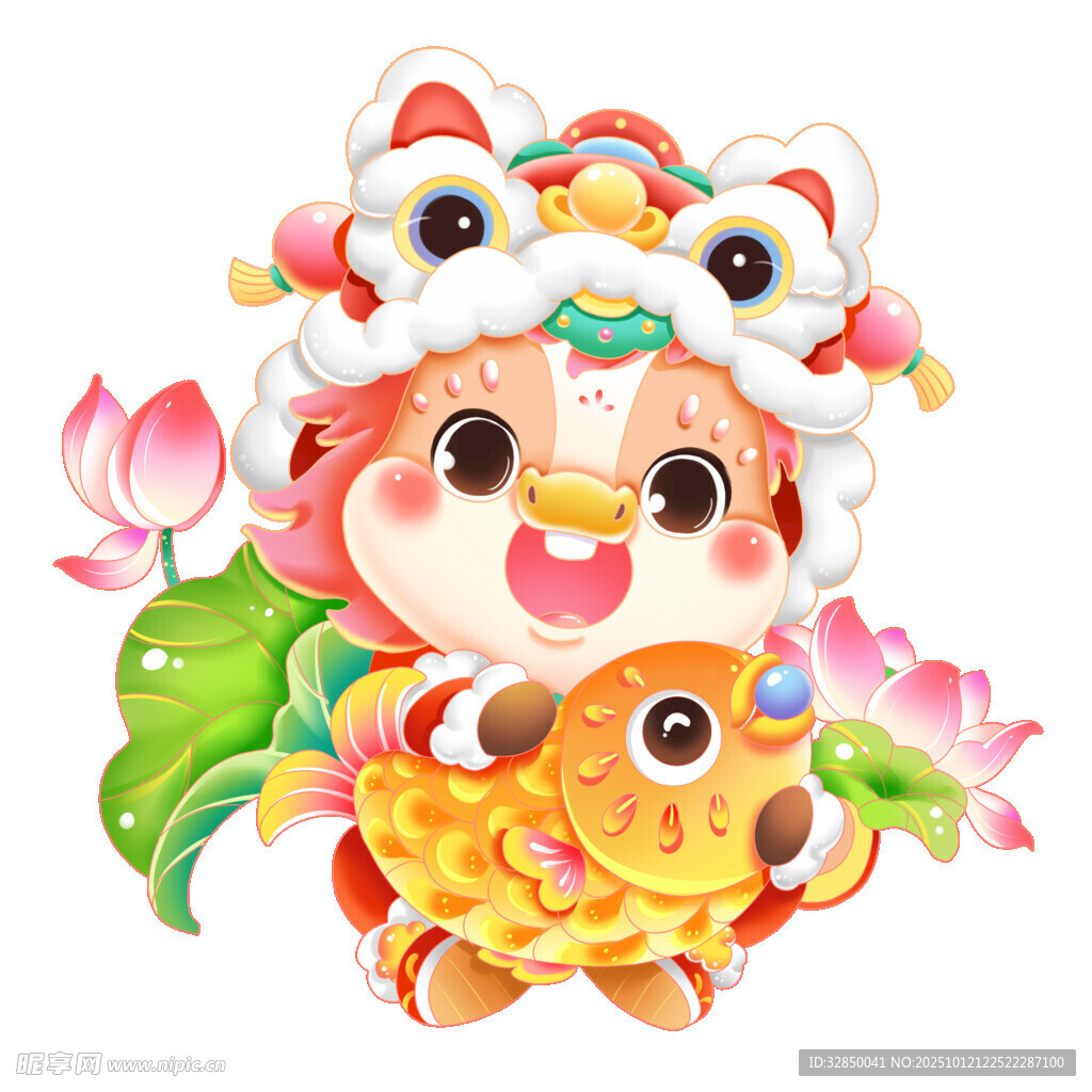 萌娃舞狮抱鱼贺新春