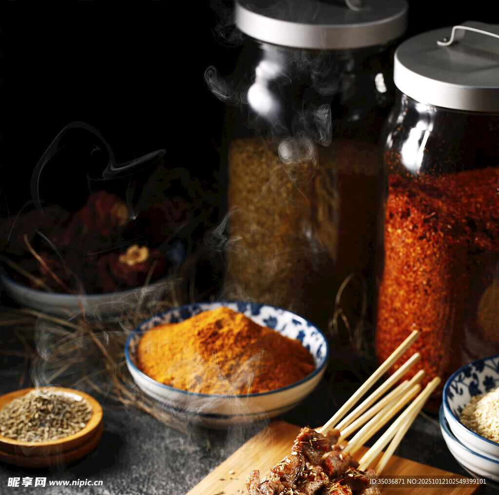 多样香料与美味烤串