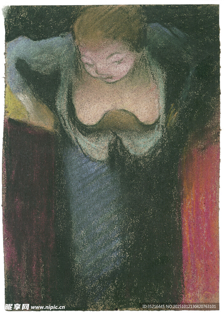 女子俯身姿态画作