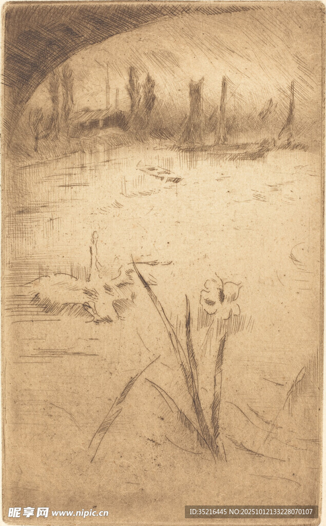 复古风格风景素描画