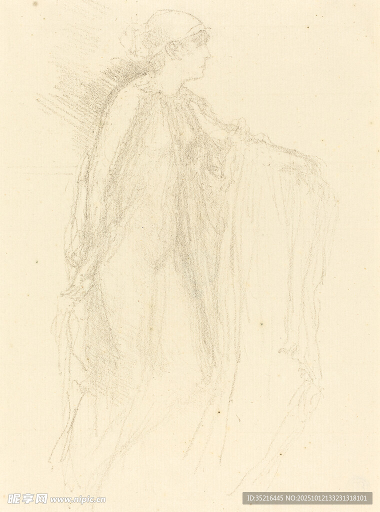 女性人物素描手稿