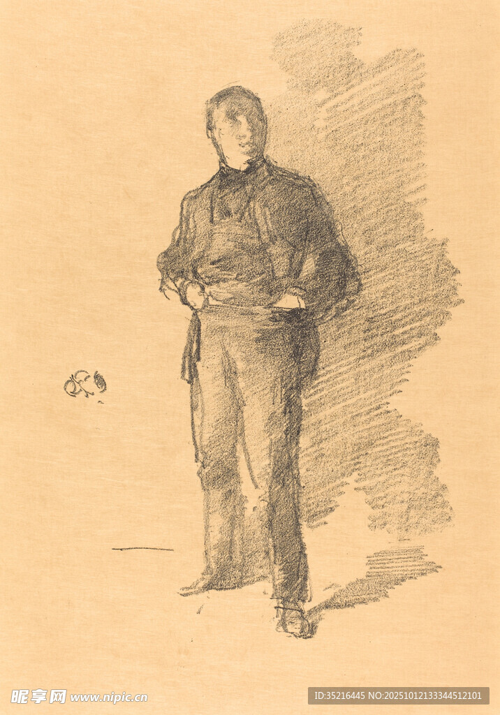 站立男子素描画像