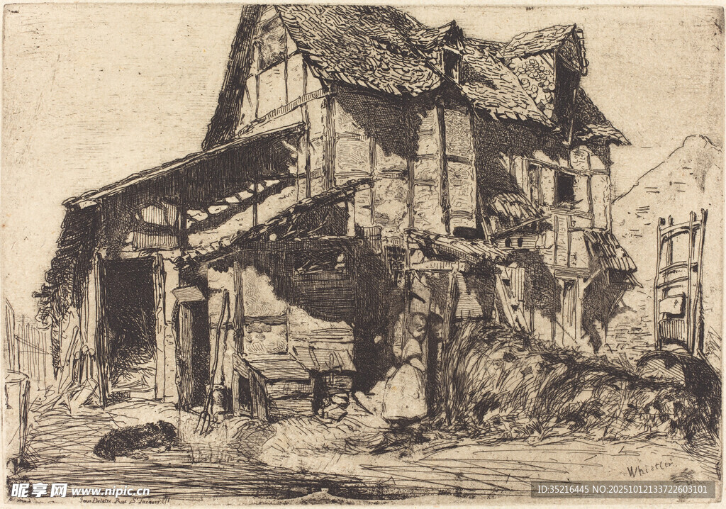 古朴乡村小屋场景描绘
