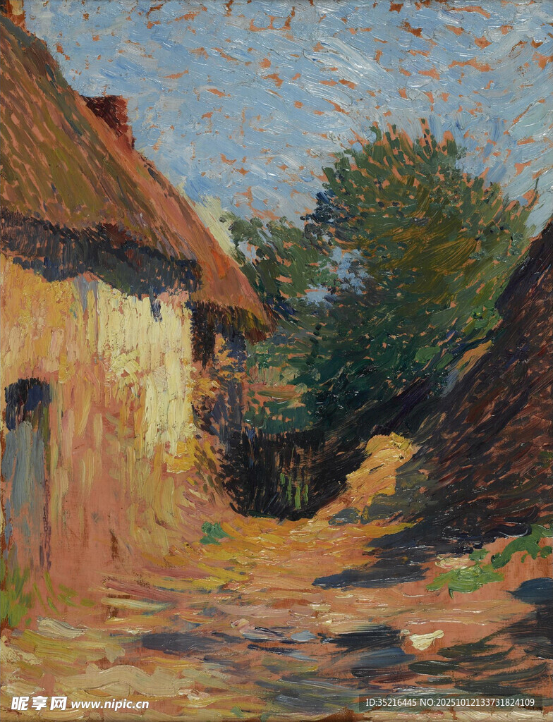 乡村小屋风景油画