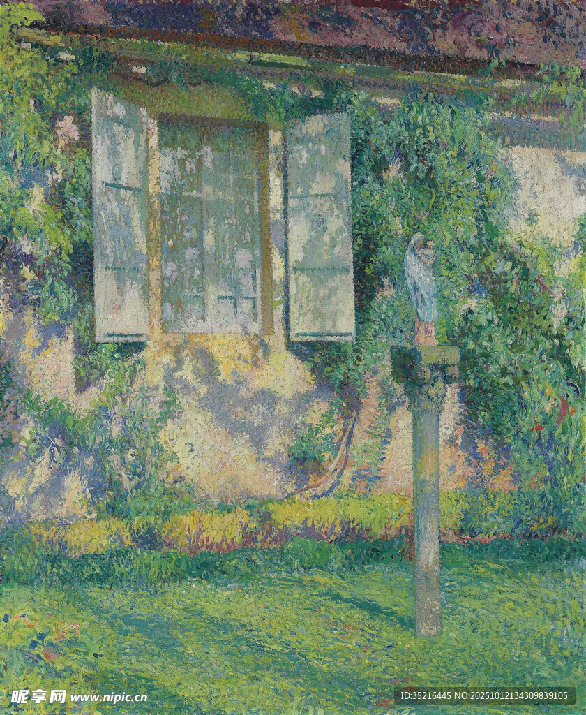 田园小屋旁的绿植景致