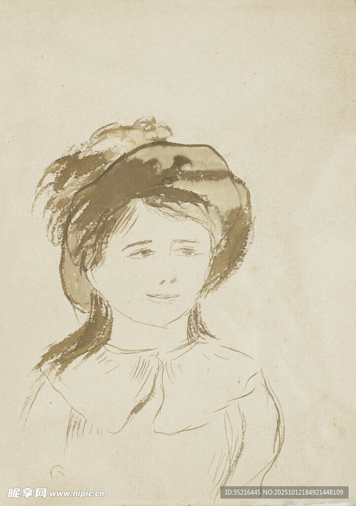 复古风格女孩肖像画