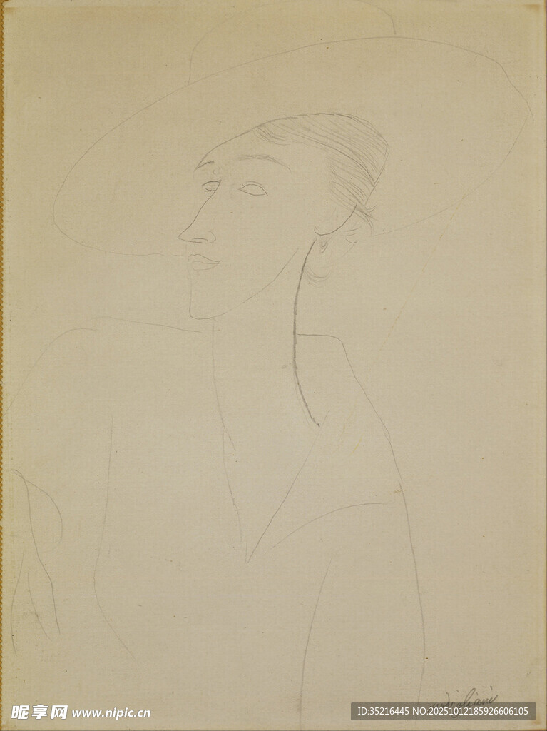 简约线条人物轮廓素描