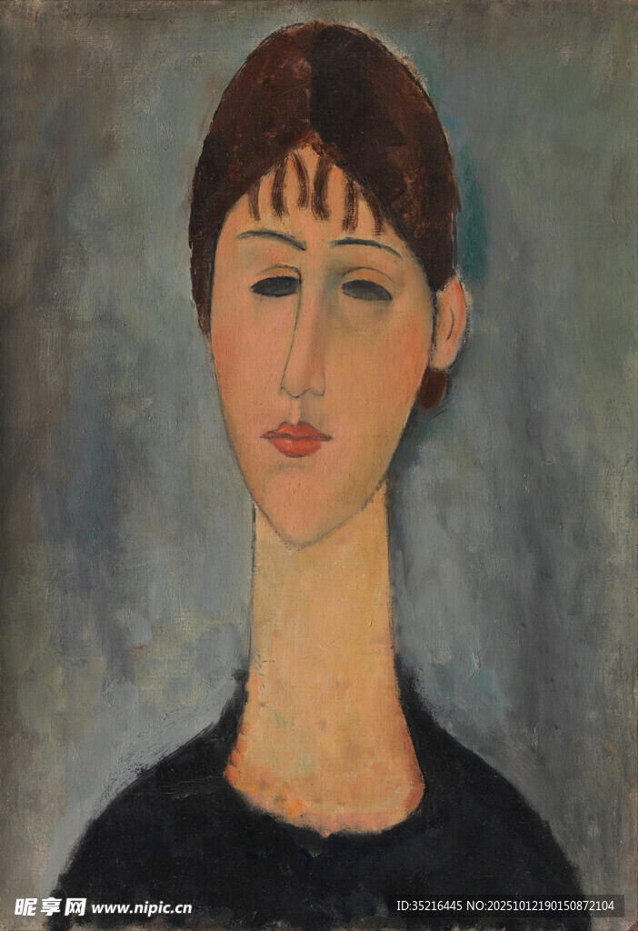 莫迪里阿尼风格女性肖像画