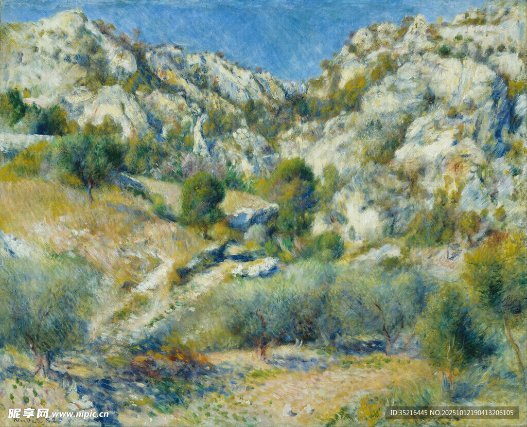 山间景致水彩画